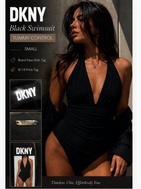 DKNY Black Swimsuit Tummy Control  SMALL